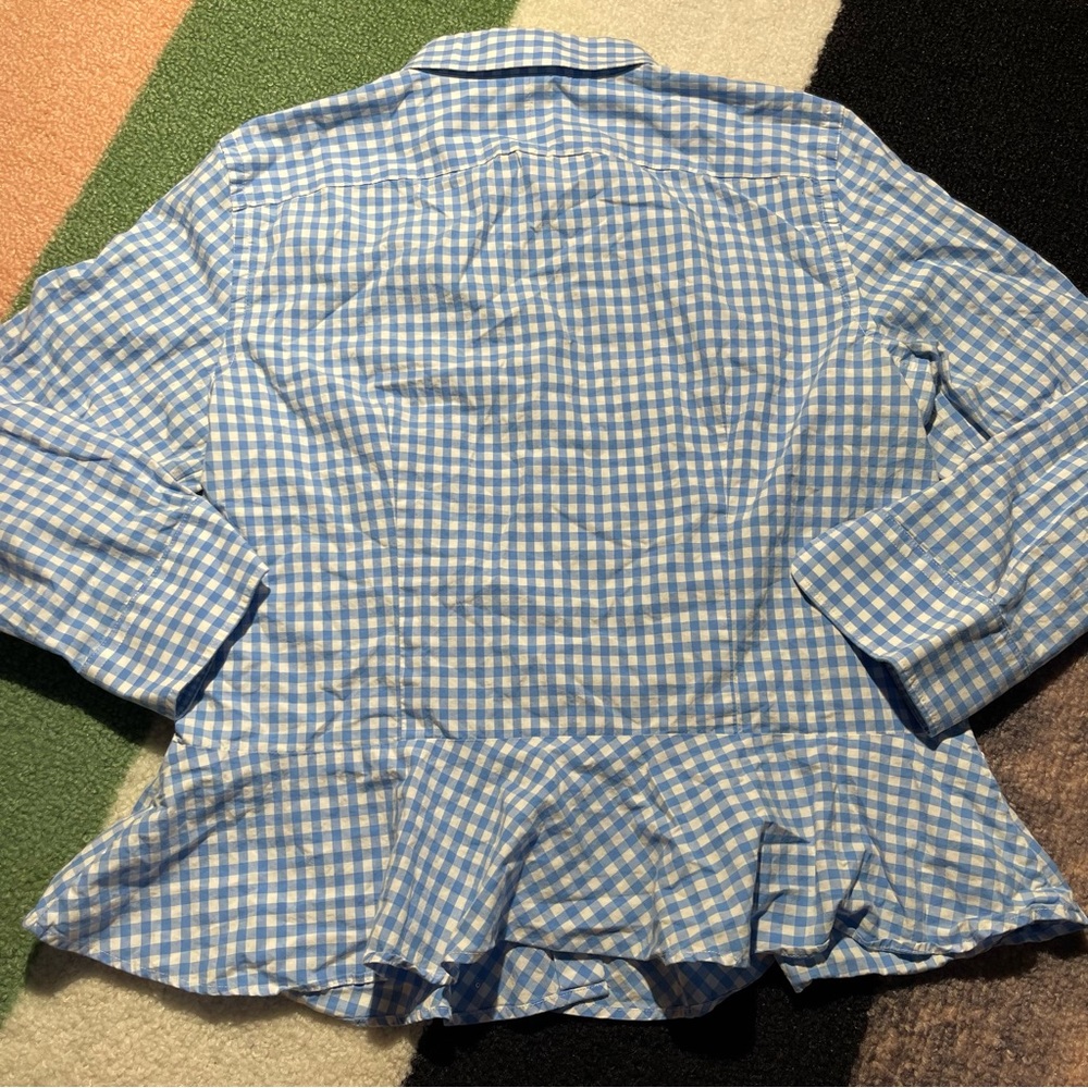 Lauren Ralph Lauren Light Blue and White Checkered Shirt - Picture 3 of 5